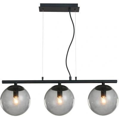 Afbeelding van Lucande hanglamp 3lichts Glas, metaal E14 rookgrijs, zwart