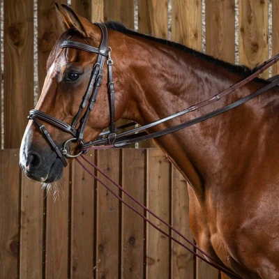 Afbeelding van Dy on Leather/Nylon Draw Reins 5/8 (13mm) Working Brown Maat Full