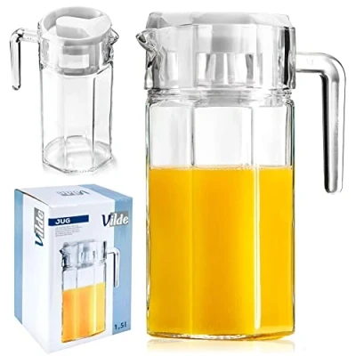 Afbeelding van Karaf Glas met Deksel 1,5 l Kan Waterkaraf voor Fruitwater Waterkan Drinkkan