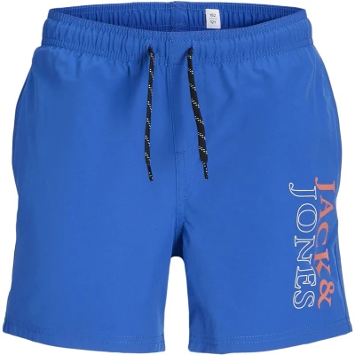 Afbeelding van JACK&amp;JONES JUNIOR JPSTMAUI JJSWIM DOUBLE LOGO AKM SN JNR Jongens Zwembroek Turkish Sea