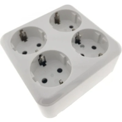 Afbeelding van Benson Wandcontactdoos Opbouw 4 Voudig met Randaarde Wit
