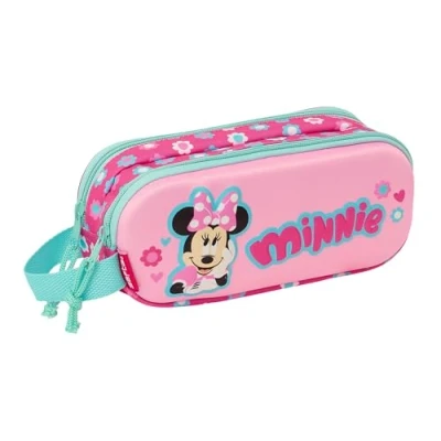Afbeelding van Pennenetui met 2 vakken Minnie Mouse Roze 21 x 8 6 cm 3D