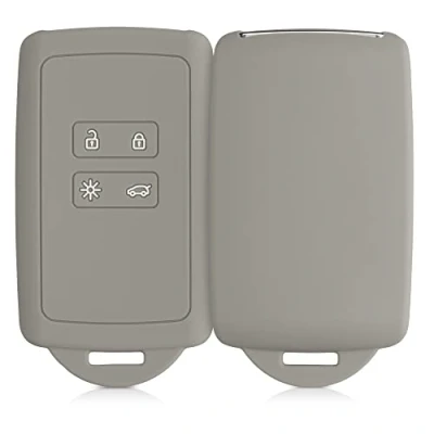 Afbeelding van kwmobile autosleutelhoes geschikt voor Renault 4 knops Smartkey autosleutel (alleen Keyless Go) Siliconenhoes in grijs Sleutelcover