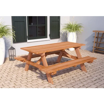 Afbeelding van Hardhouten Picknicktafel 180 x 160 75 cm Bladdikte 35 mm voor 4 personen