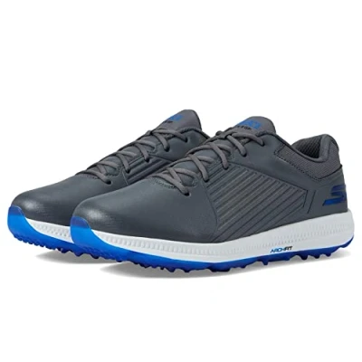 Afbeelding van Skechers Shoe GO Golf Elite 5 GF herensneakers, synthetisch, grijs/blauwe rand, maat 40, synthetische blauwe 41 EU, Grijze rand