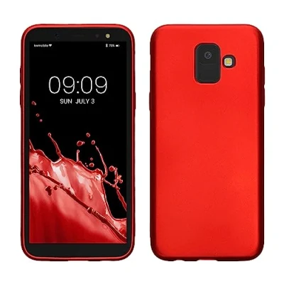 Afbeelding van kwmobile telefoonhoesje geschikt voor Samsung Galaxy A6 (2018) Hoesje smartphone Back cover in metallic donkerrood