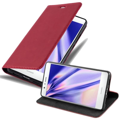 Afbeelding van Cadorabo Hoesje geschikt voor Huawei P9 LITE 2016 / G9 in APPEL ROOD Beschermhoes met magnetische sluiting, standfunctie en kaartvakje Book Case Cover Etui