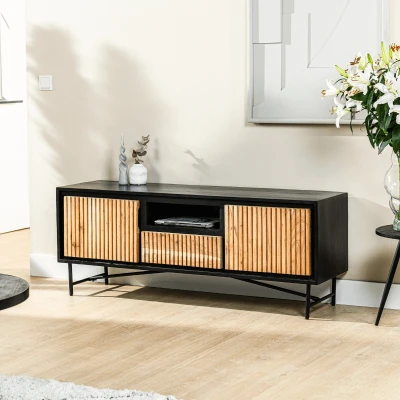 Afbeelding van Haki tv meubel 140cm naturel/zwart