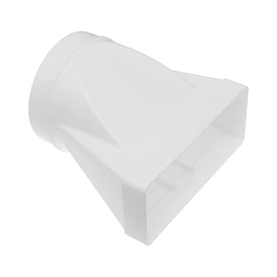 Afbeelding van Vent Systems 220 x 90 mm op de rechthoekige buisconnector Ø 150 voor het aansluiten van ronde buis. Ventilatiesysteem, verwarming, koeling.