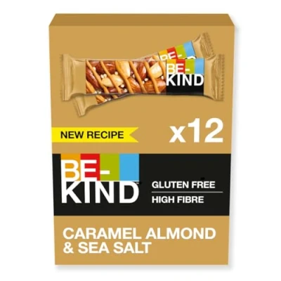 Afbeelding van BE KIND 12 karamel graanrepen gezonde snack amandel en zeezout x 40 g
