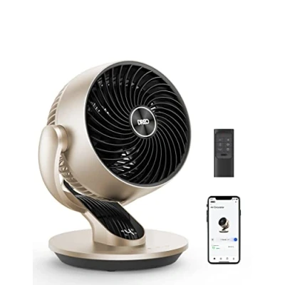 Afbeelding van Dreo Slimme tafelventilator 28 dB, diameter 18 cm, 4 snelheden, 5 modi, 12 uurs timer, 120 + 90 oscillerende met afstandsbediening, spraakbesturing, koeling, ventilator, Lynx S,