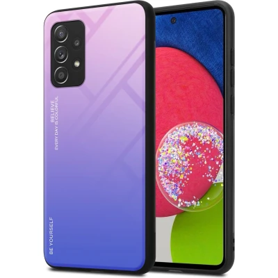 Afbeelding van Cadorabo Hoesje geschikt voor Samsung Galaxy A52 (4G / 5G) A52s in ROZE BLAUW Tweekleurige beschermhoes van TPU silicone Case Cover en achterzijde gehard glas