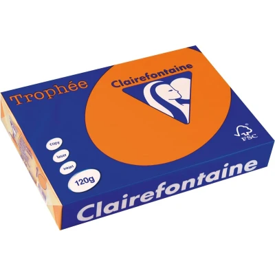 Afbeelding van Clairefontaine Trophée Intens, gekleurd papier, A4, 120 g, 250 vel, feloranje papier