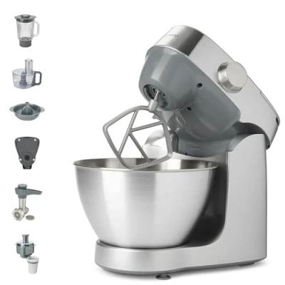 Afbeelding van Kenwood Prospero+ KHC29A.R0SI Keukenmachine met 4,3 liter roestvrijstalen kom en 10 delige accessoireset vleesmolen, glazen mixer, citruspers, sapcentrifuge meer