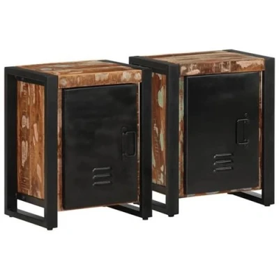Image de vidaXL Tables de chevet 2 pcs multicolore bois massif manguier brut4013570
