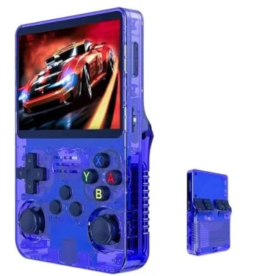 Afbeelding van R36S Draagbare retro videogameconsole, 3,5 inch IPS display, 64 g videospeler, TF kaart, meer dan 10.000 games, open source Linux systeem (donkerblauw)