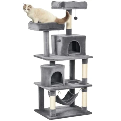 Afbeelding van PawHut kattenkrabpaal klimboom voor katten grotten kattenmeubel met sisalpalen 60 x 50 145 cm