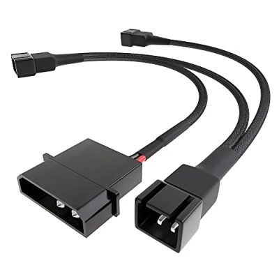 Afbeelding van KabelDirekt 20 cm 4 polige (5,25 inch) Molex connector 12 V naar 3 x stekker 2 ventilator splitterkabel