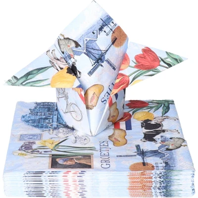 Afbeelding van Ambiente Tafel diner servetten Nederland/Holland thema 20x stuks 33 x cm Souveniers Landen
