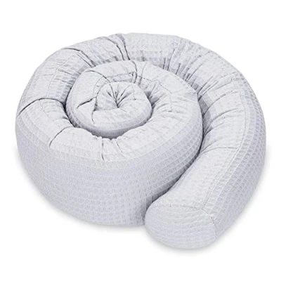 Afbeelding van Totsy Baby Hoofdkussen voor zijslapers, lichaamskussen, wafelkatoen, lang hoofdkussen, slaapkussen, nekkussen, 150 cm, grijs