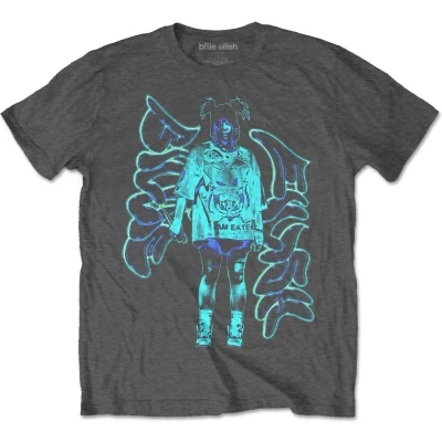 Afbeelding van Billie Eilish Neon Graffiti Logo Heren T shirt L Grijs