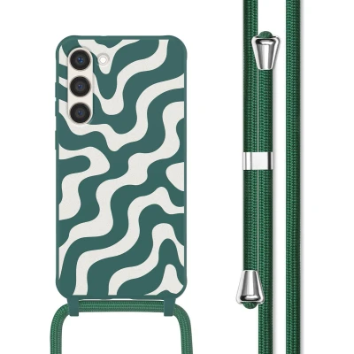 Afbeelding van imoshion hoesje Geschikt voor Samsung Galaxy S23 met koord Siliconen design Meerkleurig / Petrol Green Groovy