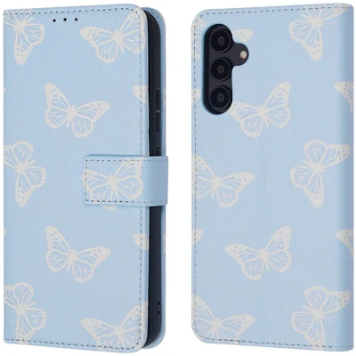 Afbeelding van iMoshion Hoesje Geschikt voor Samsung Galaxy A54 (5G) Met Pasjeshouder Design Bookcase smartphone Blauw / Blue Flowers