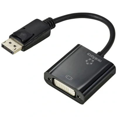 Afbeelding van Renkforce RF 5771774 DisplayPort / DVI Adapter [1x stekker 1x bus 24+5 polig] Zwart PVC mantel 15 cm