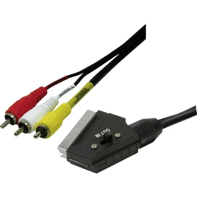 Afbeelding van LogiLink SCART / Cinch TV, receiver Aansluitkabel [1x stekker 3x stekker] Zwart