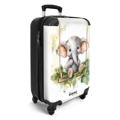 Afbeelding van NoBoringSuitcases.com® Baby koffer olifant Reiskoffer trolley jungle 55x35x25