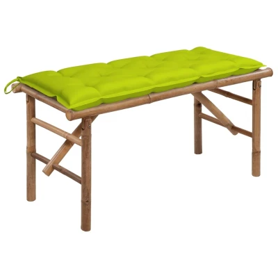 Afbeelding van Tuinbank inklapbaar met kussen 118 cm bamboe