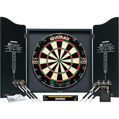 Afbeelding van Winmau Dart Xtreme dartbord Professionele Dartset Kast: Hout Vanaf 12 jaar Complete set van de toonaangevende Engelse fabrikant &quot;Winmau&quot; Sisal in toernooikwaliteit Bord met zwarte houten kast dubbele deuren