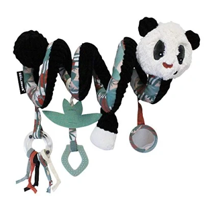 Afbeelding van LES DEGLINGOS Rototos de panda activiteitenspiraal kruipspeelgoed voor baby&#039;s met geluid en tactiele activiteiten 1 stuk zwart wit 40 cm uitgeschoven