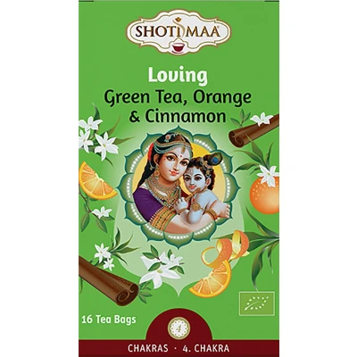 Afbeelding van Shoti Maa Chakras &quot;Loving&quot; Biologische kruiden specerijenthee met groene thee, sinaasappel en kaneel