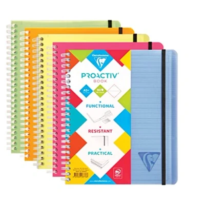 Afbeelding van Clairefontaine 328776C Linicolor Fresh Proactiv&#039;Book notitieboek, spiraalbinding, A5, 16 x 21 cm, 180 afneembare pagina&#039;s, gelinieerd, ingelijst, wit papier, 90 g, omslag van polypropyleen,