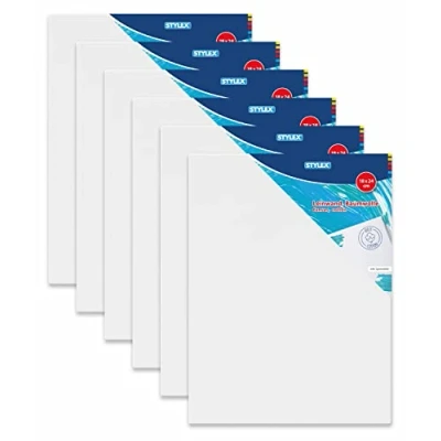 Afbeelding van Stylex 28633 P6 Set van 6 100% katoenen canvas spieraam gegrond en geniet aan de achterkant voor olieverf, acryl, gouache, verf, 18 x 24 cm