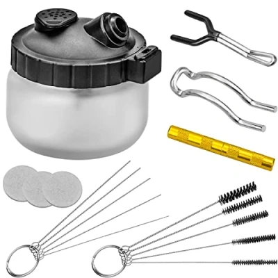 Afbeelding van BLUESEABUY airbrush reinigingsset voor airbrush, inclusief 1 reinigingspot, 5 nylon borstels, roestvrijstalen naalden, wasnaald
