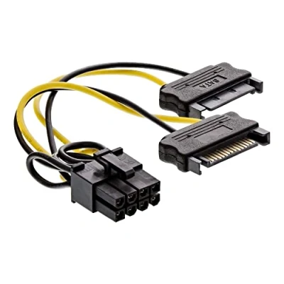 Image de Câble adaptateur d&#039;alimentation InLine®, 2x prise SATA à fiche PCI Express 8 broches, 0,15 m
