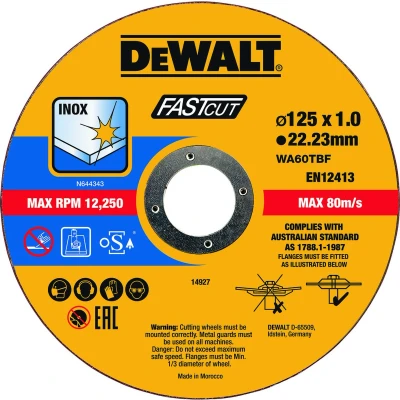 Afbeelding van DeWALT DT20540 Doorslijpschijven 125x22.2x1mm metaal VE=100