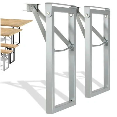 Afbeelding van Natural Goods Berlin Set van 2 opvouwbare tuinbanken (grijs, 43 cm x 23 cm) kofferbakpoten voor bierbank metaal stabiele structuur tuin, terras en camping
