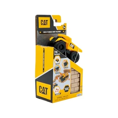 Afbeelding van CAT Bouwvoertuigen voor kinderen, Dig N&#039; Build speelset met 230 g zandmix, kinetisch zand bouwplaats, zandspeelgoed en geschenken vanaf 3 jaar