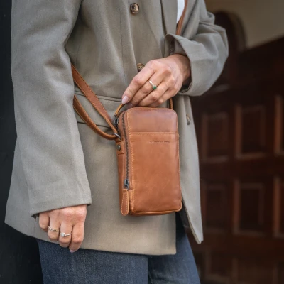 Afbeelding van Leren Schoudertas Cognac Alesund