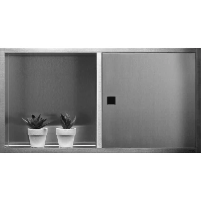 Afbeelding van LoooX Box inbouwnis 60x30cm 10 cm inbouwdiepte met deur Geborsteld RVS