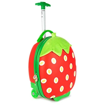 Afbeelding van Kindertrolley aardbei handbagage lichtgewicht duurzame hardcase 17L kinderkoffer met wieltjes verstelbare handgreep
