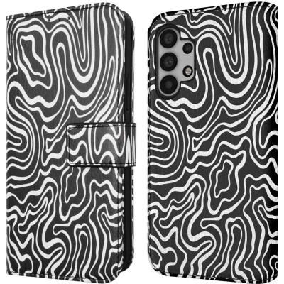 Afbeelding van iMoshion Hoesje Geschikt voor Samsung Galaxy A32 (5G) Met Pasjeshouder Design Bookcase smartphone Meerkleurig / Black And White