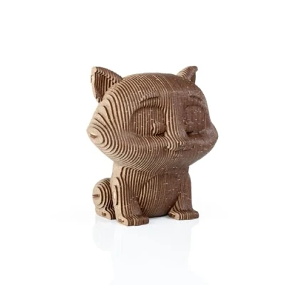 Afbeelding van 3D Houten Bouwset Spaarpot Kat, EWA, 13,6x12,7x14,1cm