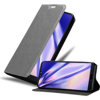 Afbeelding van Cadorabo Hoesje geschikt voor Huawei P20 in TITANIUM GRIJS Beschermhoes met magnetische sluiting, standfunctie en kaartvakje Book Case Cover Etui
