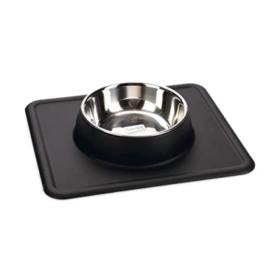 Afbeelding van Karlie Edelstalen Voerbak Silicoon Dex 350ml, Ø14cm zwart Hond