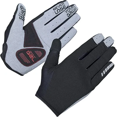 Afbeelding van GripGrab Shark Padded Lange Vinger Zomer MTB Gravel Fietshandschoenen met Padding Zwart Unisex Maat S