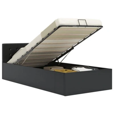 Afbeelding van Bedframe met opbergruimte hydraulisch kunstleer zwart 90x200 cm